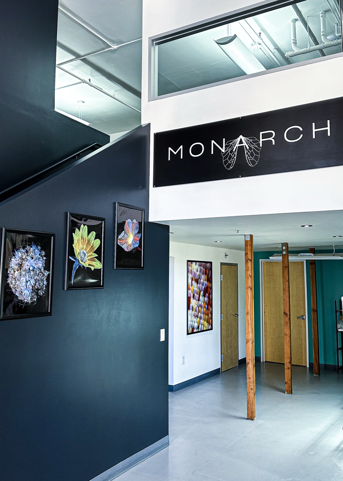 The Monarch sign over the entrance to the Emeryville office.